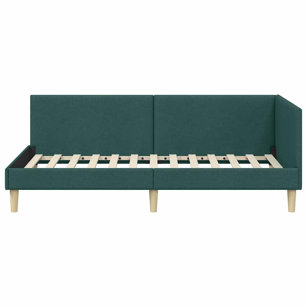 Kutni okvir kreveta s uzglavljem Tamnozelena 90 cm x 190 cm