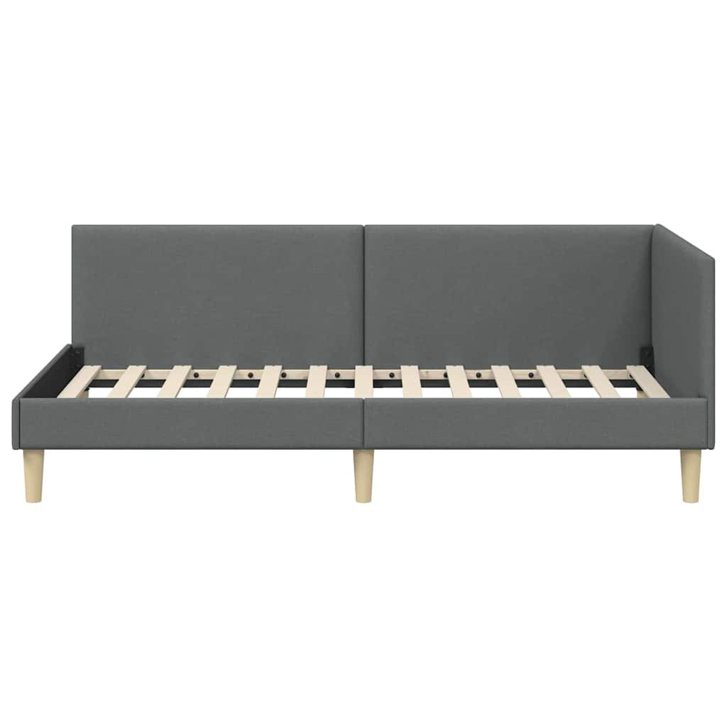 Kutni okvir kreveta s uzglavljem Tamno siva 90 cm x 200 cm