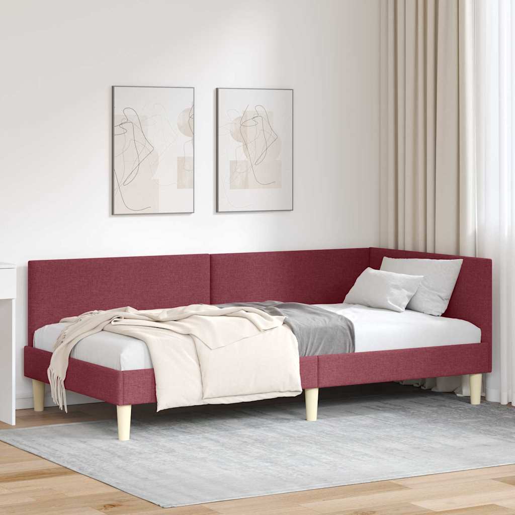 Kutni okvir kreveta s uzglavljem Vinska crvena 90 cm x 200 cm