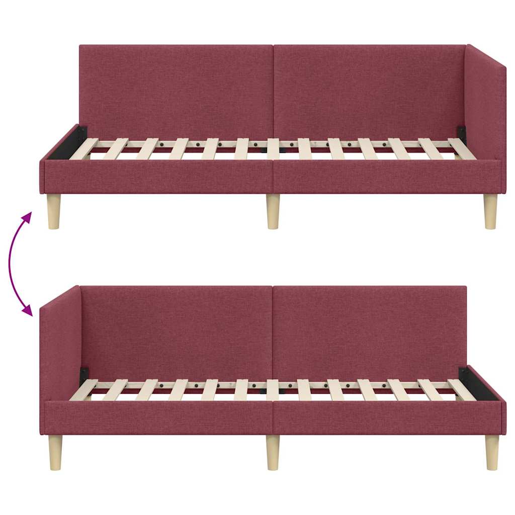 Kutni okvir kreveta s uzglavljem Vinska crvena 90 cm x 200 cm