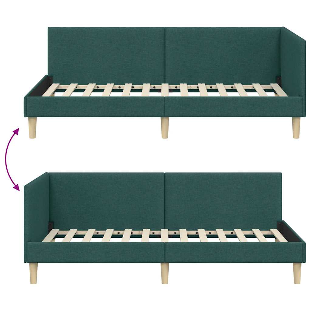 Kutni okvir kreveta s uzglavljem Tamnozelena 90 cm x 200 cm