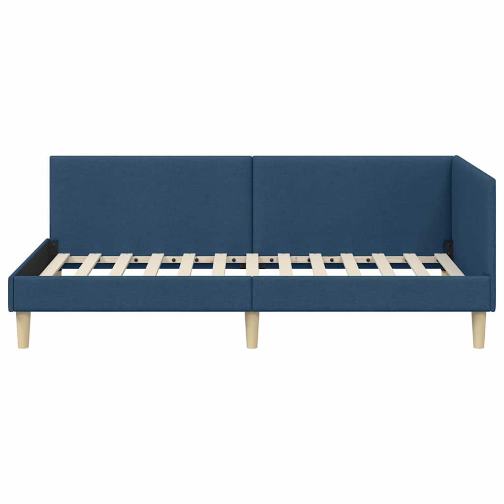 Kutni okvir kreveta Plava 90 cm x 200 cm Tkanina i šperploča
