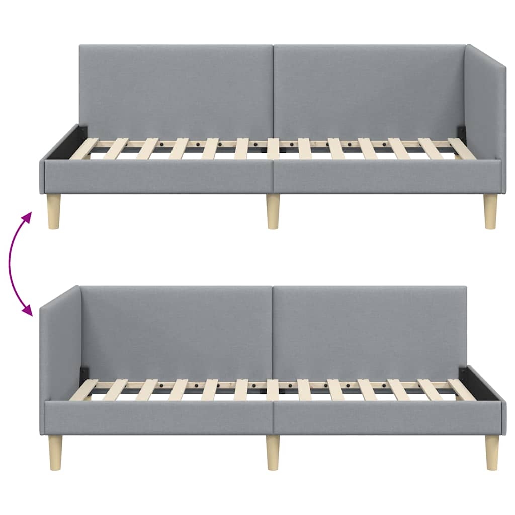 Kutni okvir kreveta s uzglavljem Svijetlo siva 100 cm x 200 cm