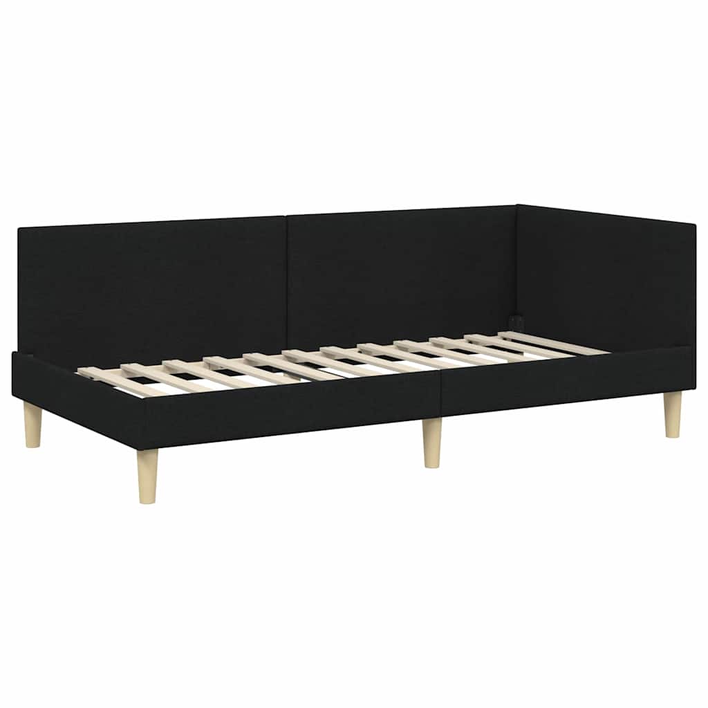 Kutni okvir kreveta Crna 100 cm x 200 cm Tkanina i šperploča