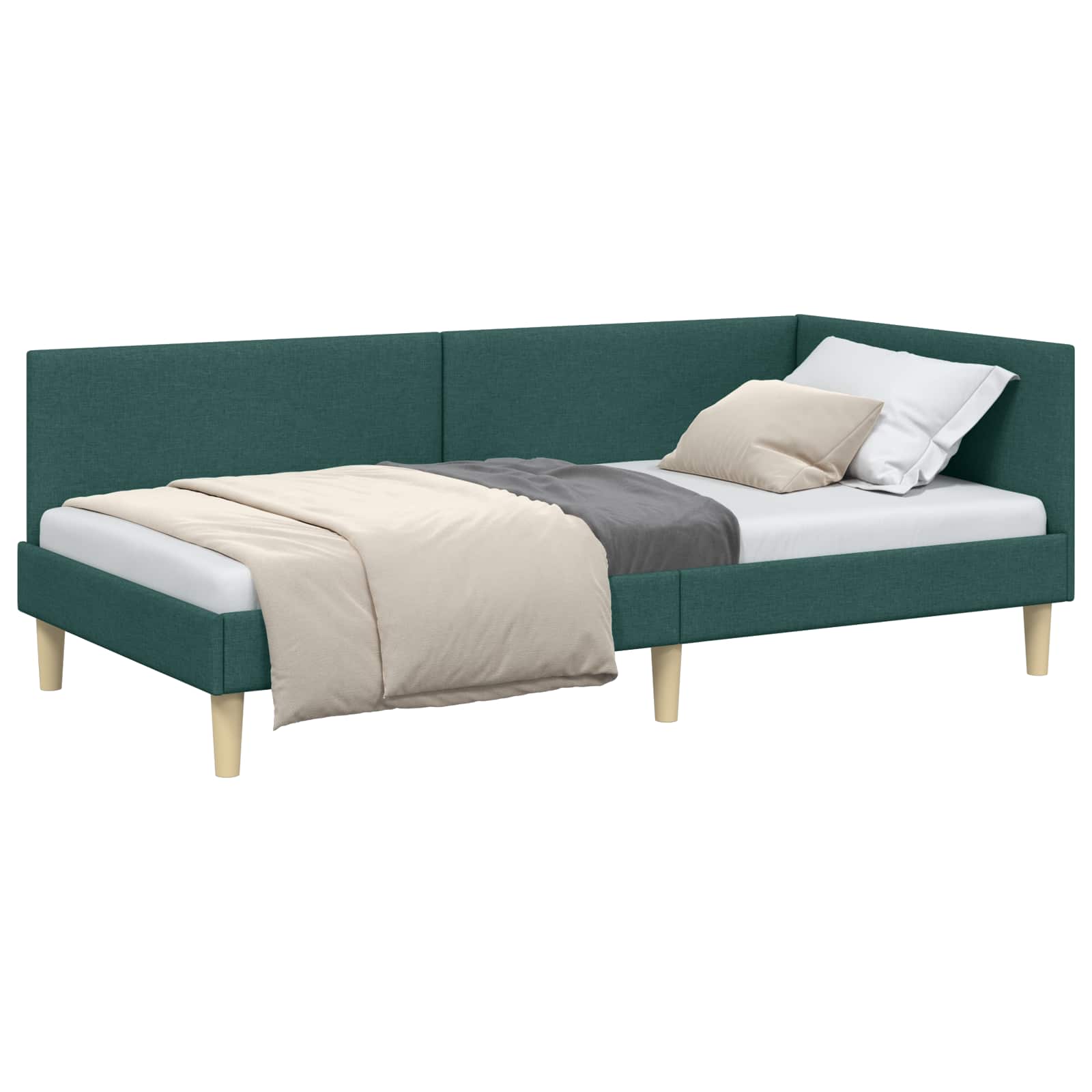 Kutni okvir kreveta s uzglavljem Tamnozelena 100 cm x 200 cm