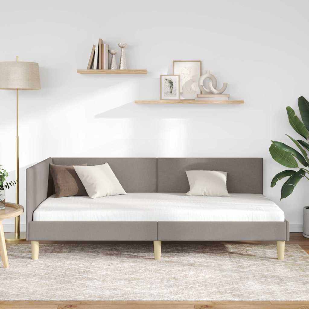 Kutni okvir kreveta s uzglavljem Sivo-smeđa 100 cm x 200 cm