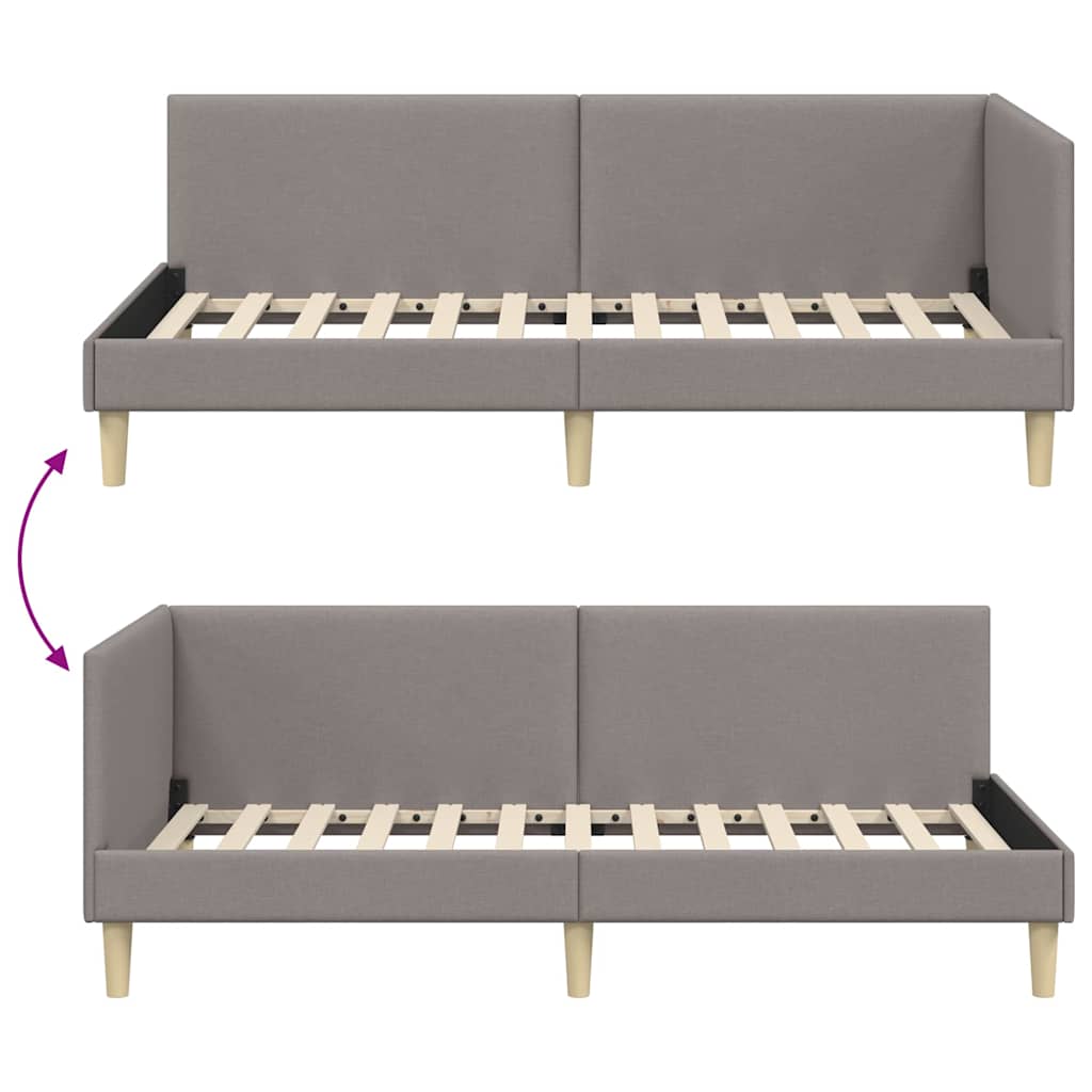 Kutni okvir kreveta s uzglavljem Sivo-smeđa 100 cm x 200 cm