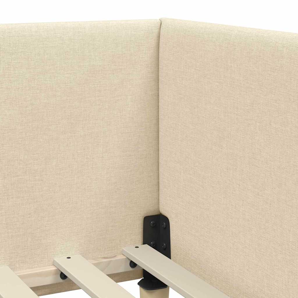 Kutni okvir kreveta Krema 100 cm x 200 cm Tkanina i šperploča