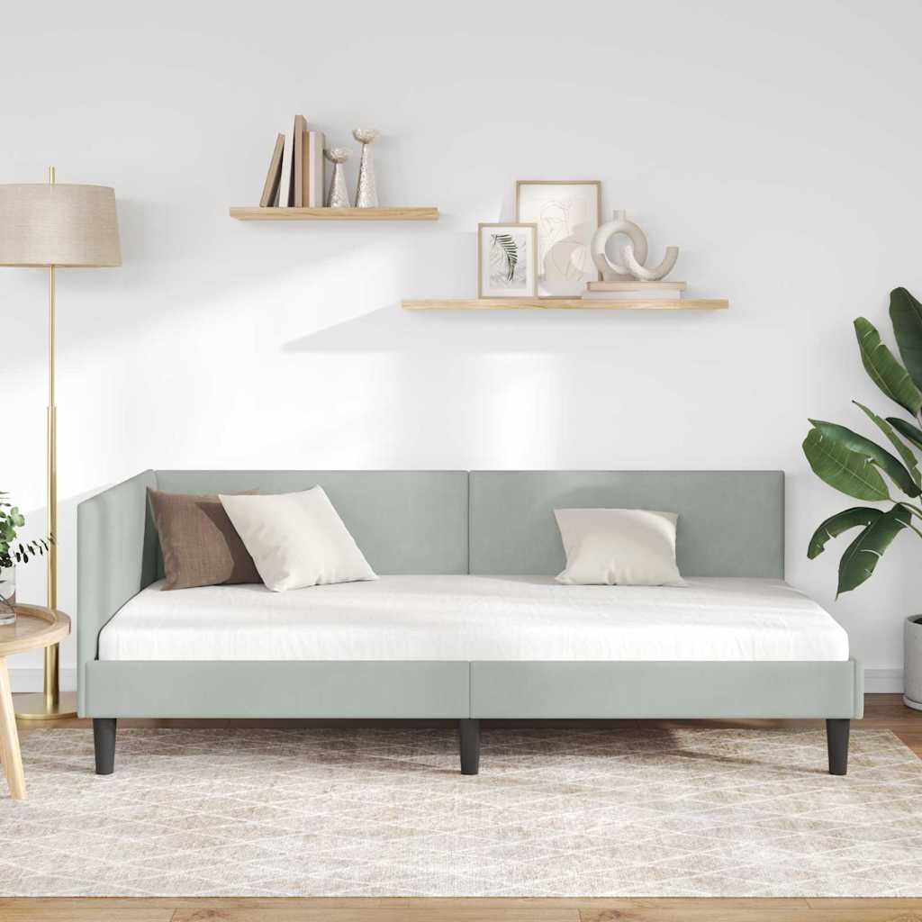 Kutni okvir kreveta Svijetlo siva 80 cm x 200 cm Baršun