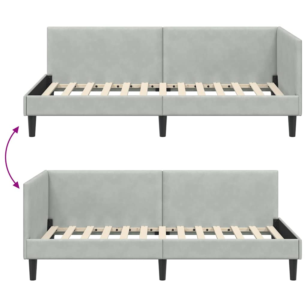 Kutni okvir kreveta Svijetlo siva 80 cm x 200 cm Baršun