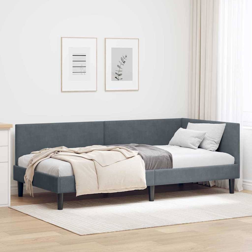 Kutni okvir kreveta Tamno siva 80 cm x 200 cm Baršun