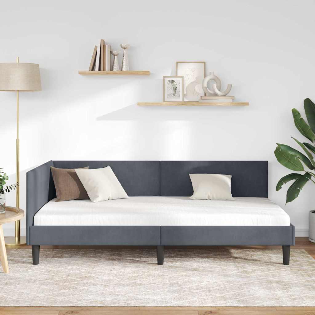 Kutni okvir kreveta Tamno siva 80 cm x 200 cm Baršun