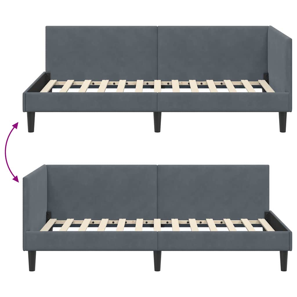 Kutni okvir kreveta Tamno siva 80 cm x 200 cm Baršun