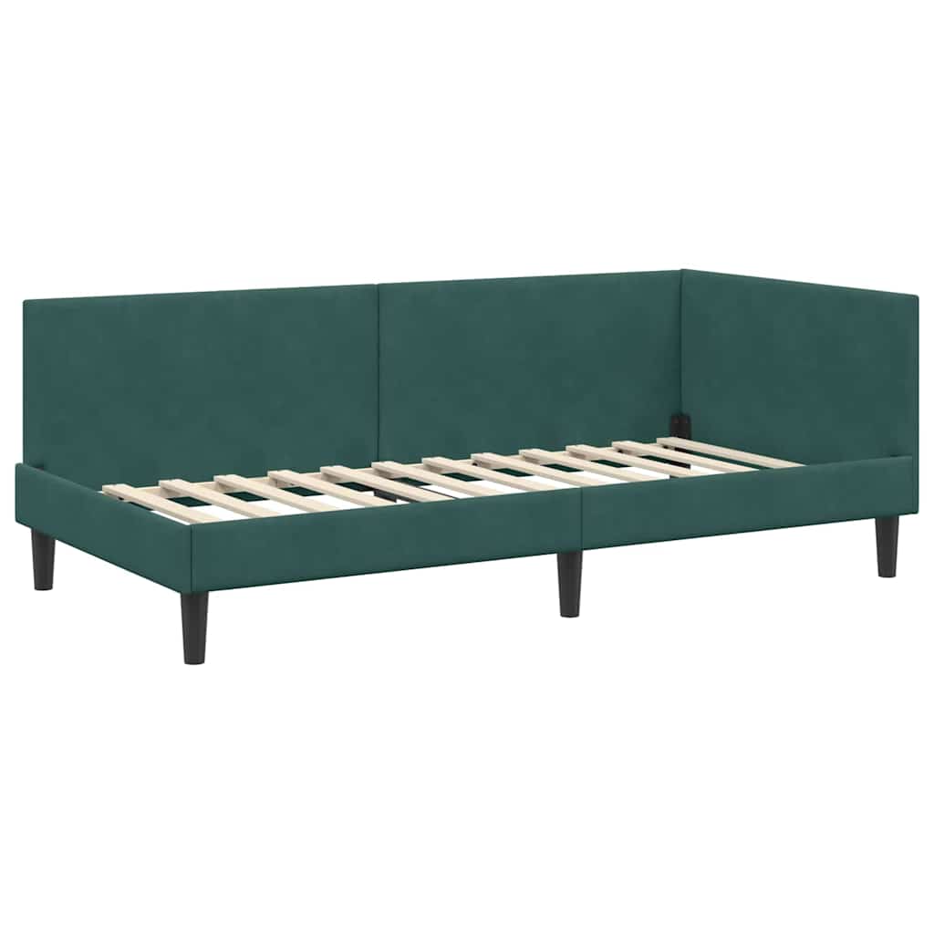 Kutni okvir kreveta Tamnozelena 80 cm x 200 cm Baršun