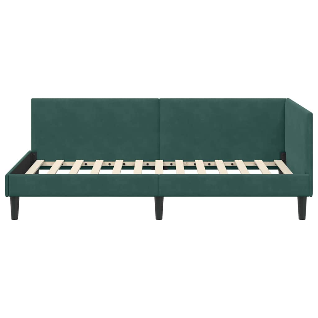 Kutni okvir kreveta Tamnozelena 80 cm x 200 cm Baršun