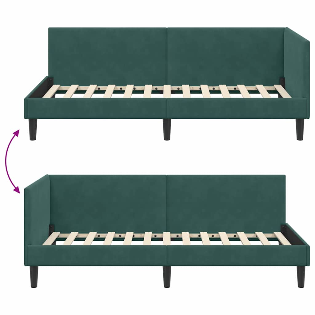 Kutni okvir kreveta Tamnozelena 80 cm x 200 cm Baršun