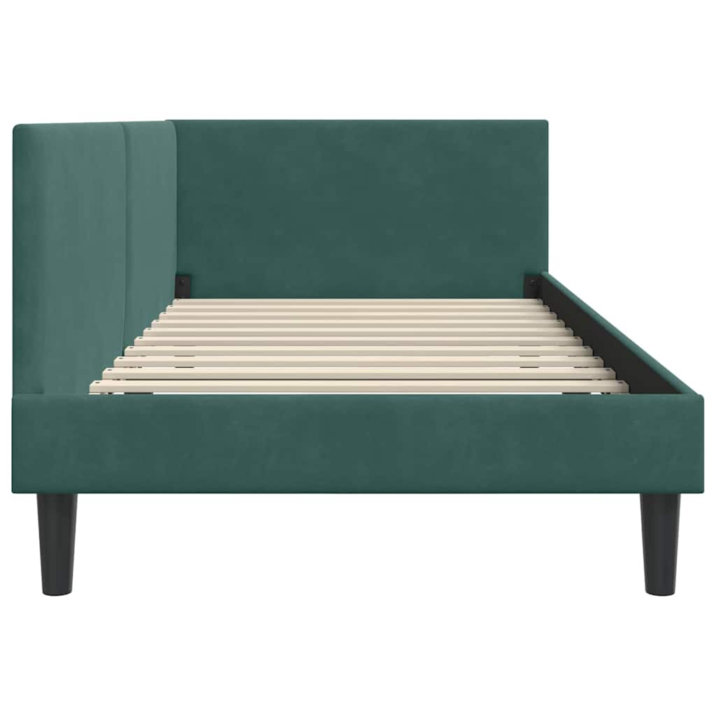 Kutni okvir kreveta Tamnozelena 80 cm x 200 cm Baršun