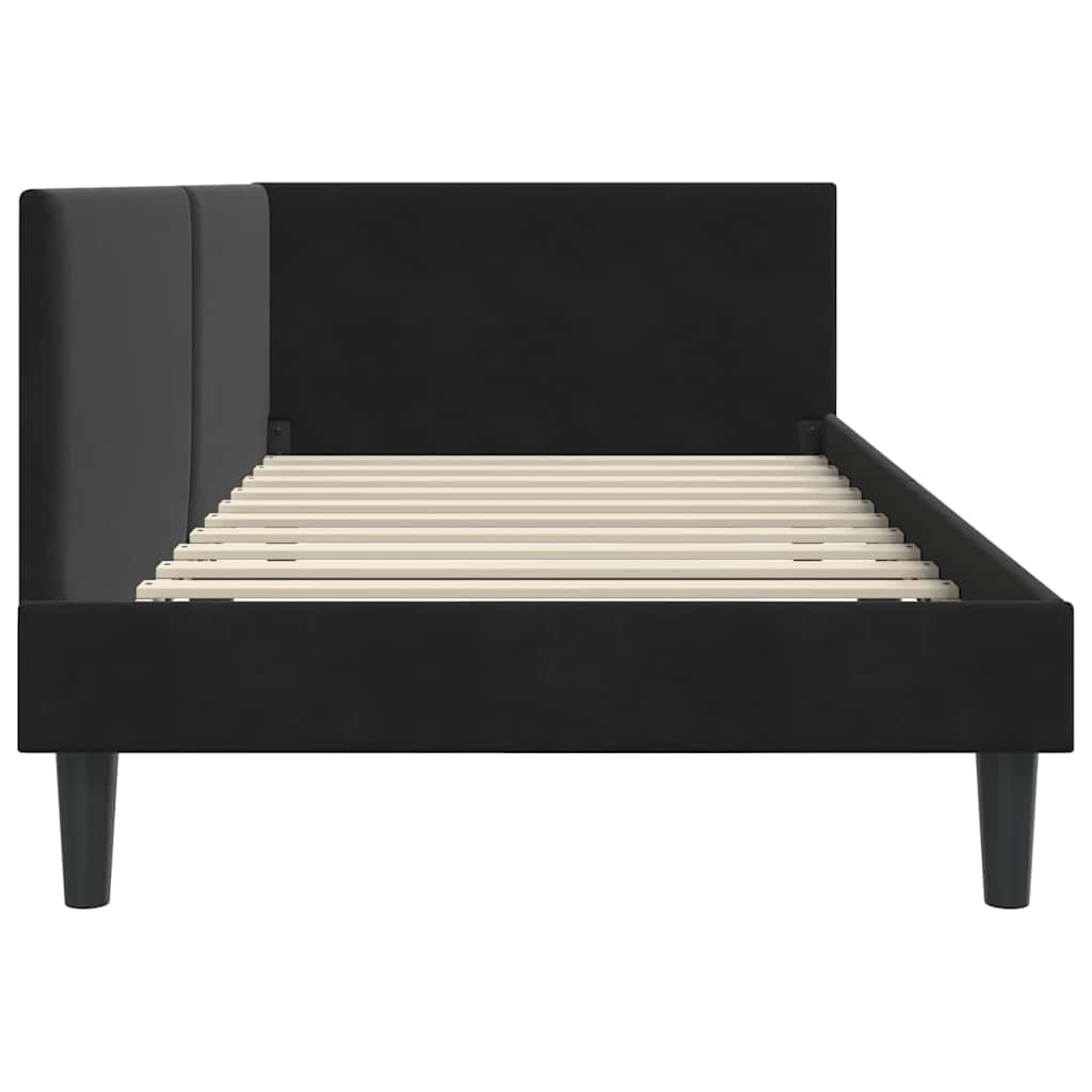 Kutni okvir kreveta s uzglavljem Crna 80 cm x 200 cm Baršun