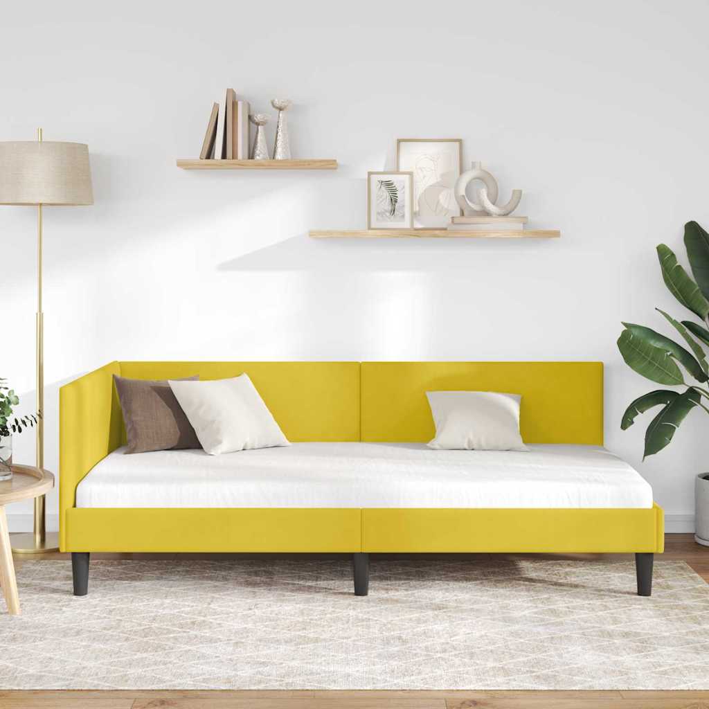 Kutni okvir kreveta s uzglavljem Žuta 80 cm x 200 cm Baršun