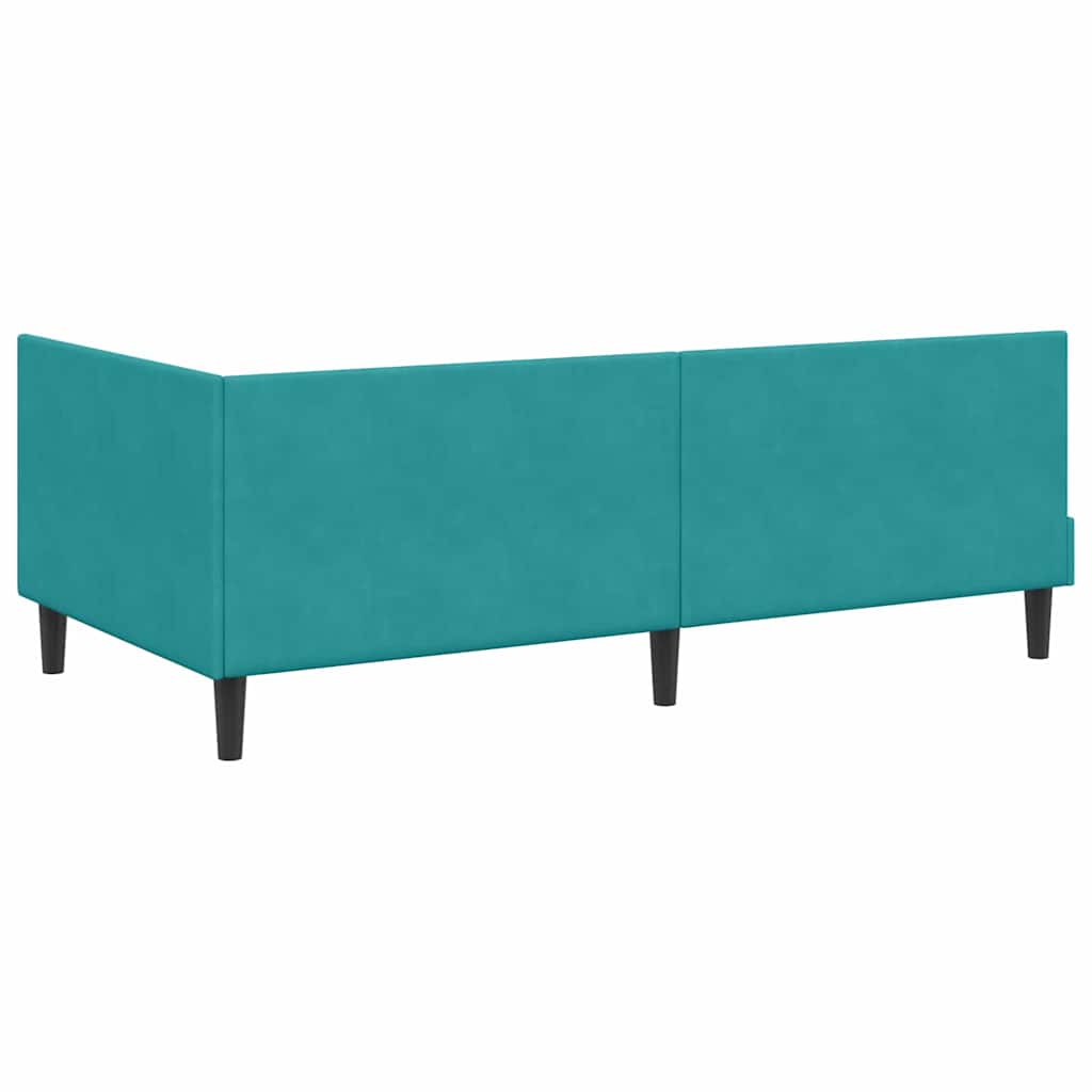 Kutni okvir kreveta s uzglavljem Tirkizna 80 cm x 200 cm Baršun