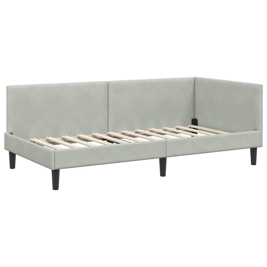 Kutni okvir kreveta Svijetlo siva 90 cm x 190 cm Baršun