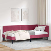 Kutni okvir kreveta Vinska crvena 90 cm x 190 cm Baršun
