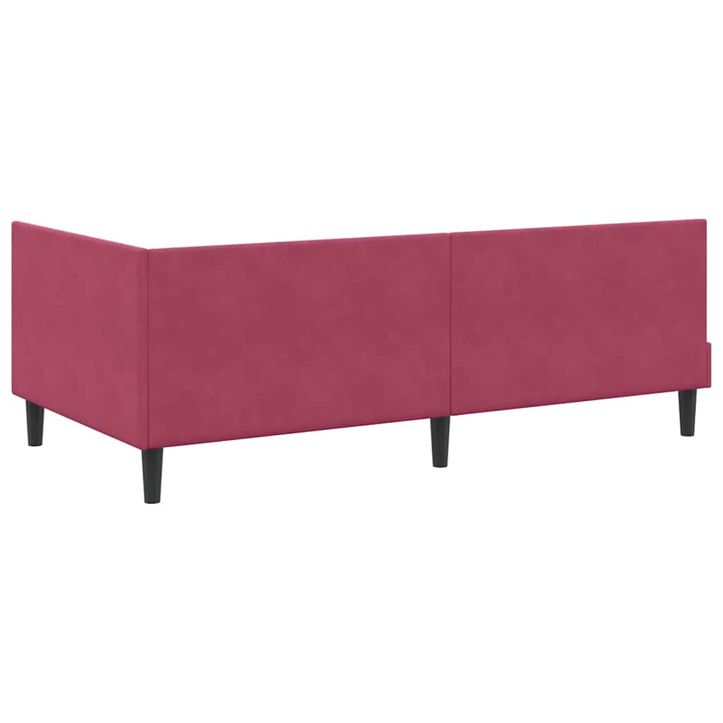Kutni okvir kreveta Vinska crvena 90 cm x 190 cm Baršun