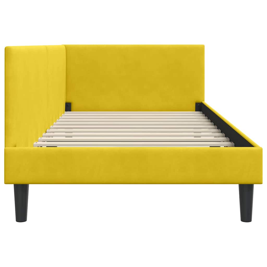 Kutni okvir kreveta s uzglavljem Žuta 90 cm x 190 cm Baršun