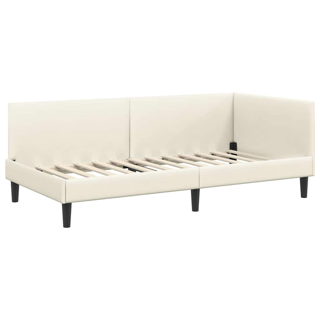 Kutni okvir kreveta s uzglavljem Krema 90 cm x 190 cm Baršun