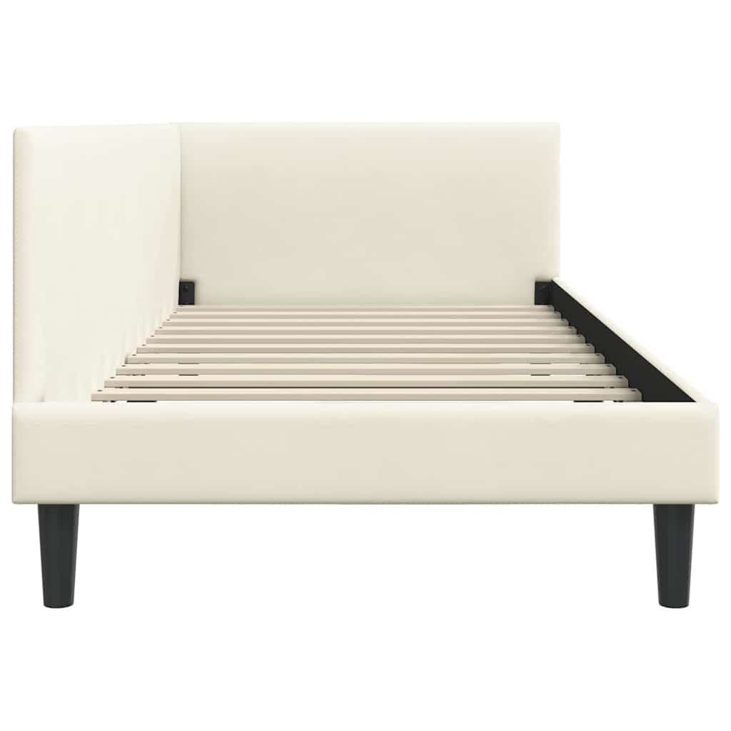 Kutni okvir kreveta s uzglavljem Krema 90 cm x 190 cm Baršun