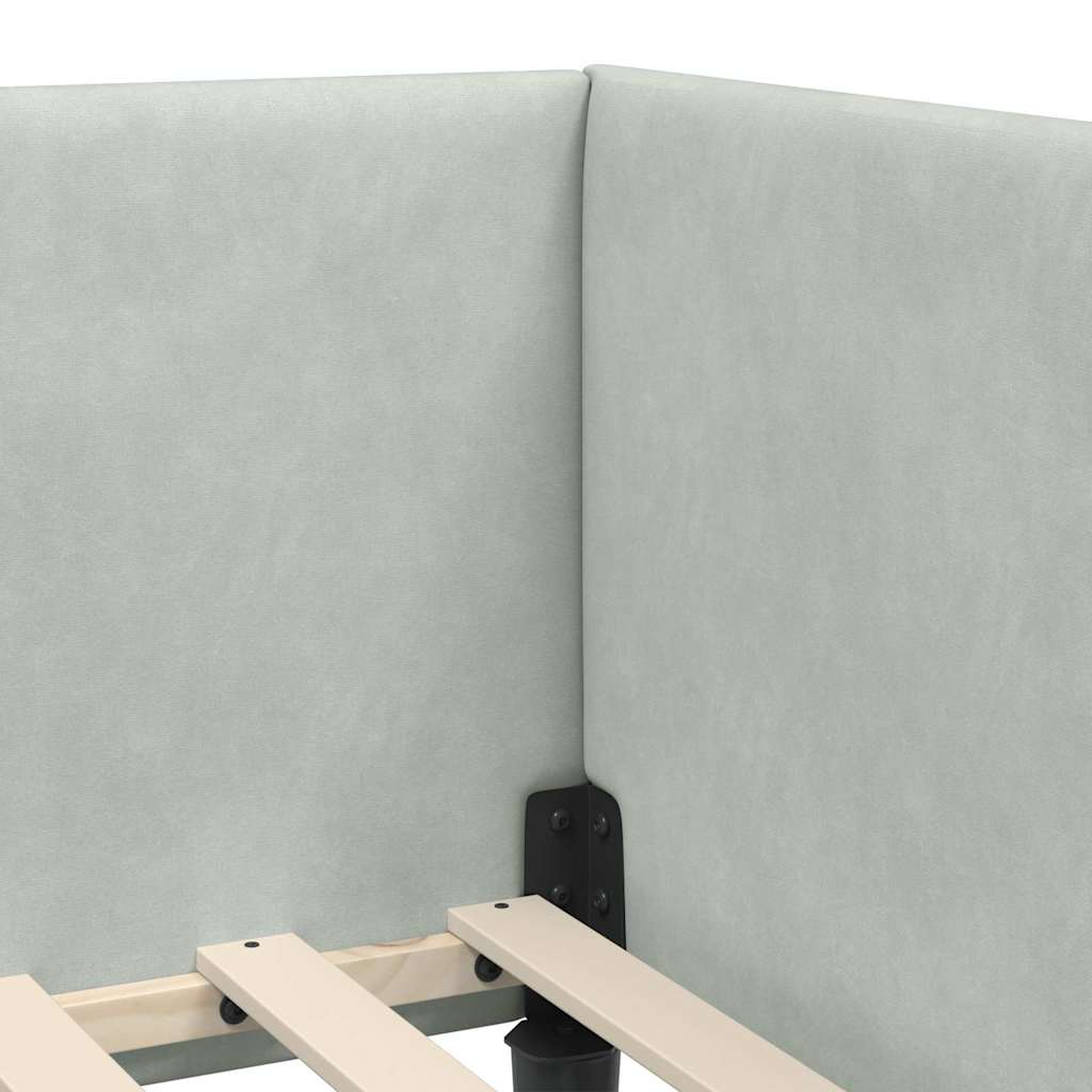 Kutni okvir kreveta Svijetlo siva 90 cm x 200 cm Baršun