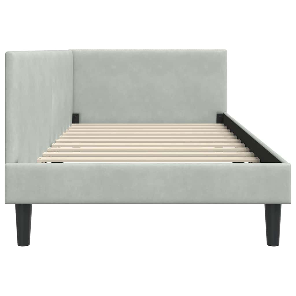 Kutni okvir kreveta Svijetlo siva 90 cm x 200 cm Baršun