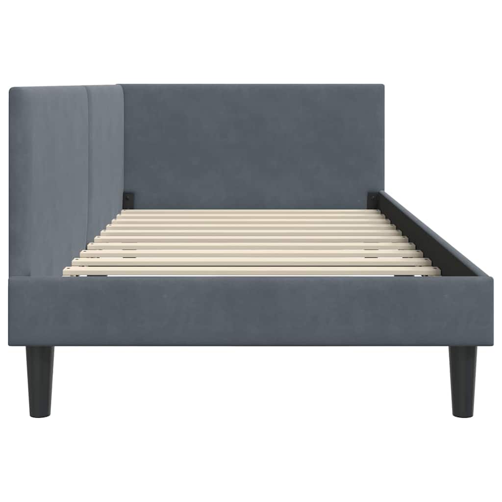 Kutni okvir kreveta Tamno siva 90 cm x 200 cm Baršun