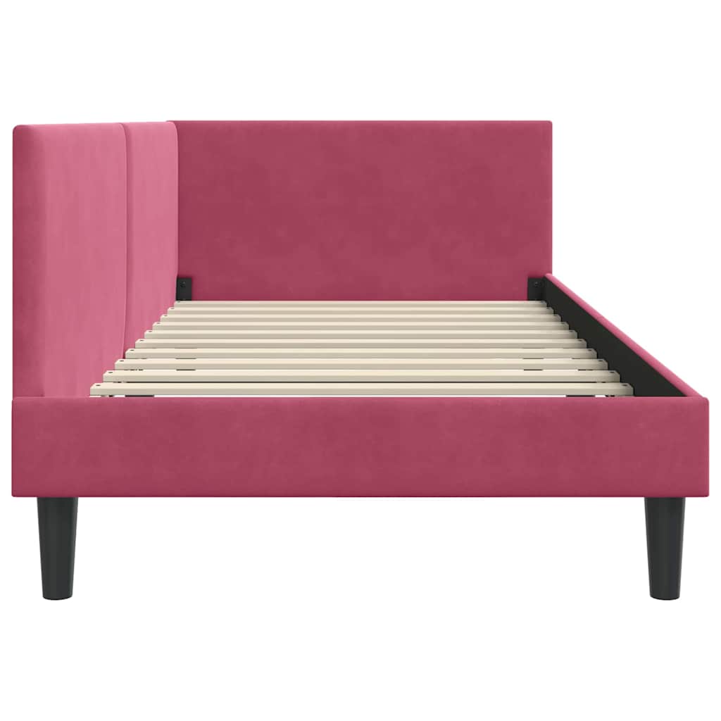 Kutni okvir kreveta Vinska crvena 90 cm x 200 cm Baršun
