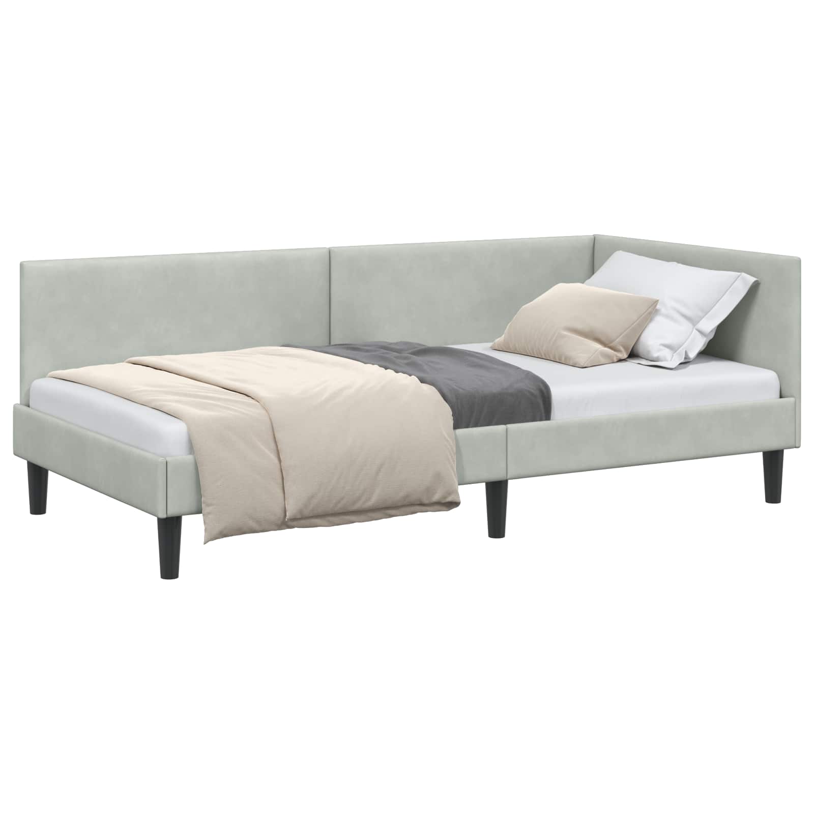 Kutni okvir kreveta Svijetlo siva 100 cm x 200 cm Baršun