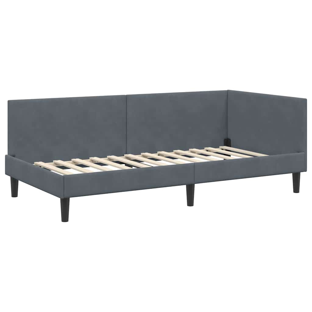 Kutni okvir kreveta Tamno siva 100 cm x 200 cm Baršun