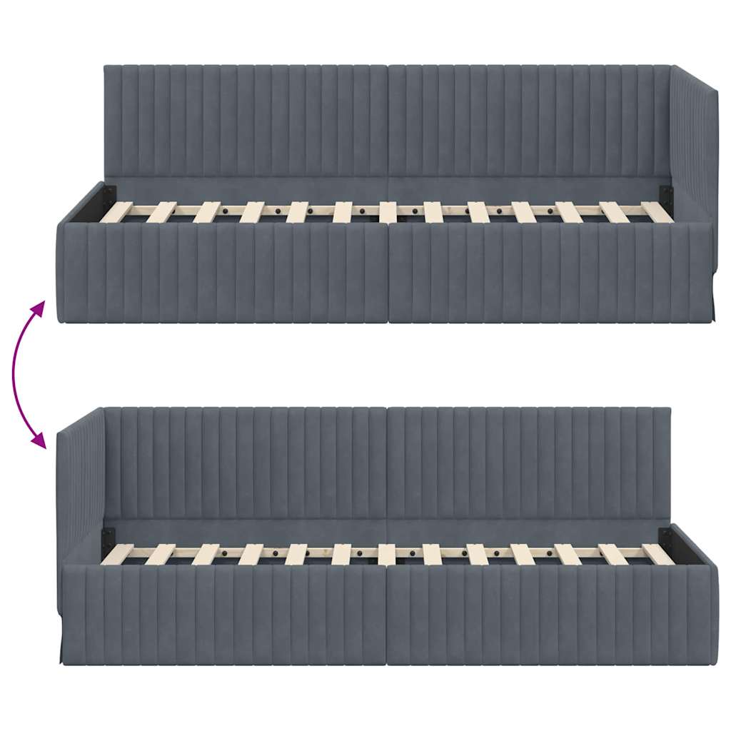 Kutni okvir kreveta Tamno siva 80 cm x 200 cm Baršun