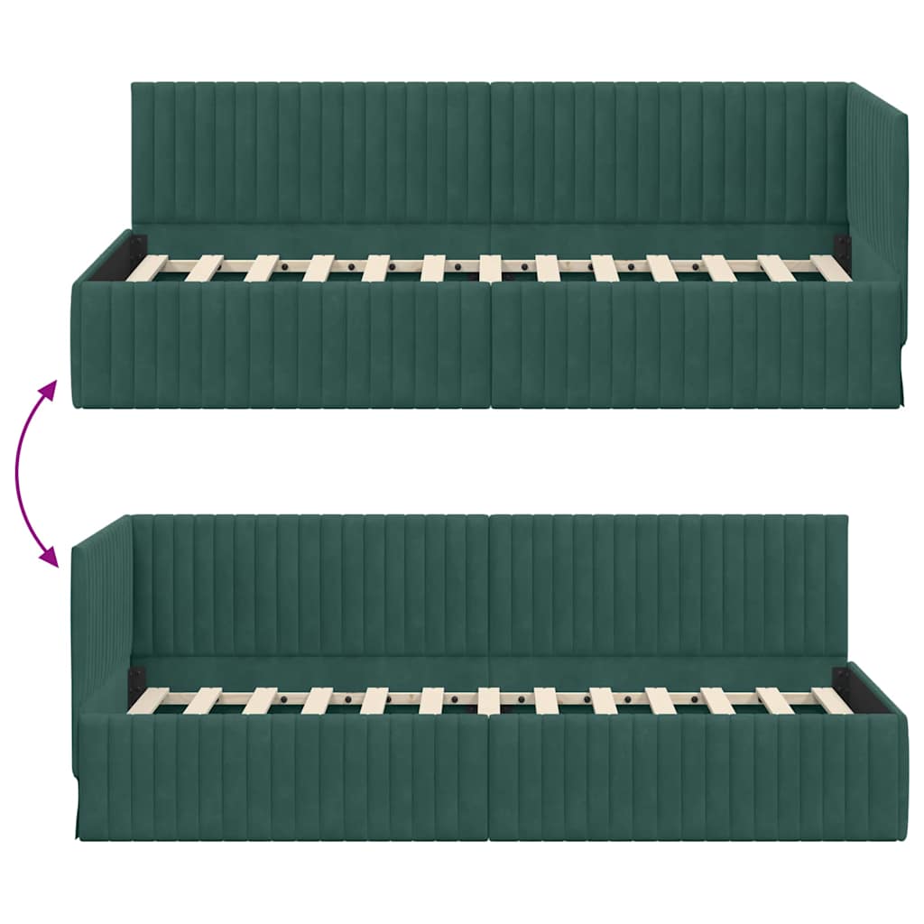 Kutni okvir kreveta Tamnozelena 80 cm x 200 cm Baršun