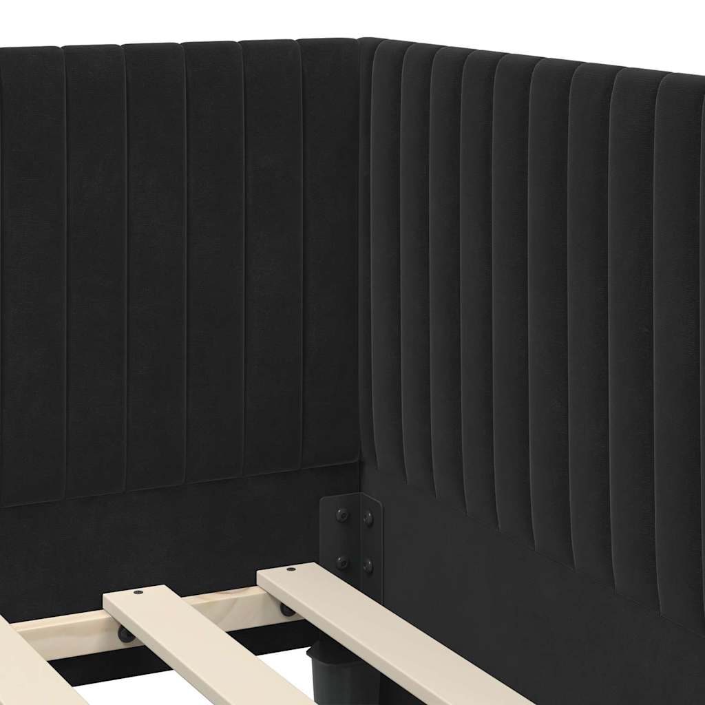 Kutni okvir kreveta s uzglavljem Crna 80 cm x 200 cm Baršun