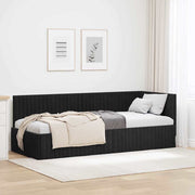 Kutni okvir kreveta s uzglavljem Crna 80 cm x 200 cm Baršun