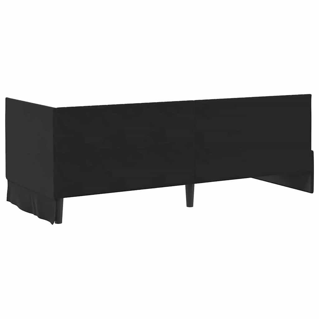 Kutni okvir kreveta s uzglavljem Crna 80 cm x 200 cm Baršun