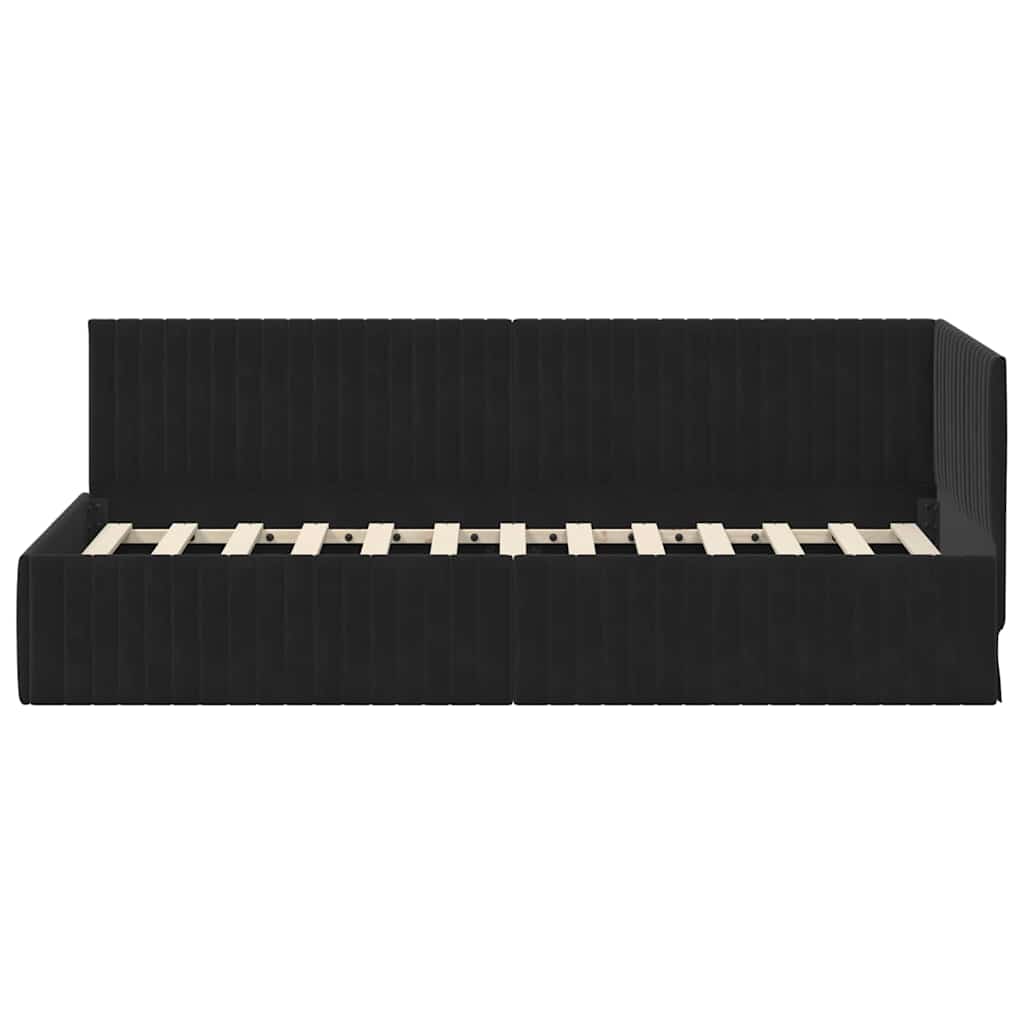 Kutni okvir kreveta s uzglavljem Crna 80 cm x 200 cm Baršun