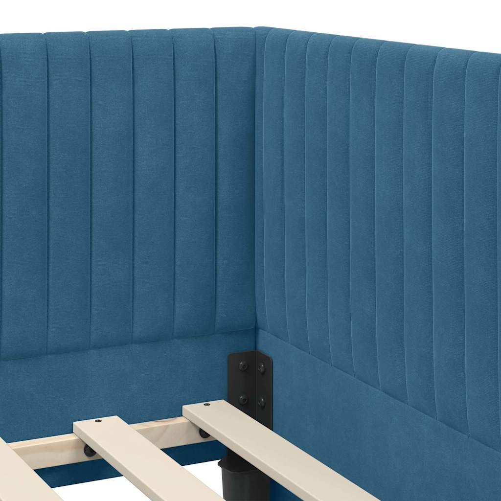 Kutni okvir kreveta s uzglavljem Plava 90 cm x 190 cm Baršun