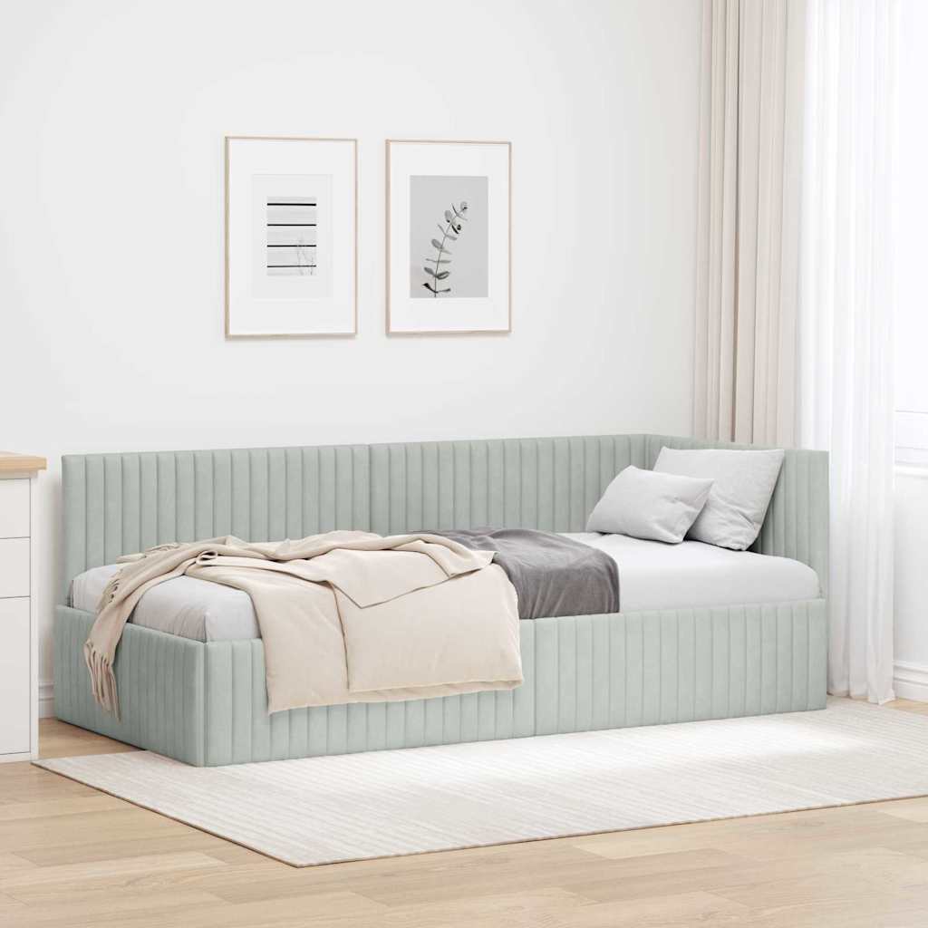 Kutni okvir kreveta Svijetlo siva 90 cm x 190 cm Baršun
