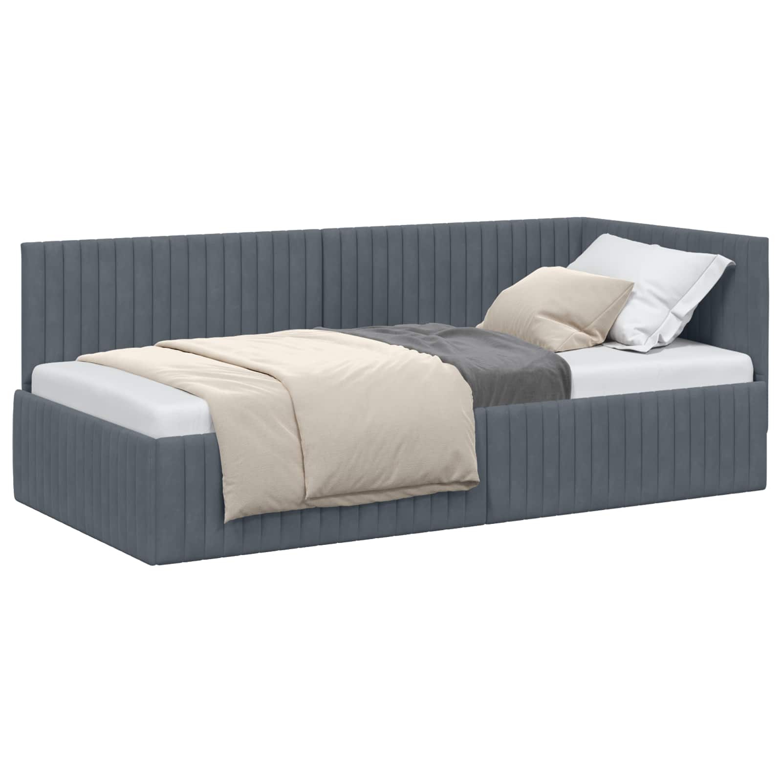 Kutni okvir kreveta Tamno siva 90 cm x 190 cm Baršun