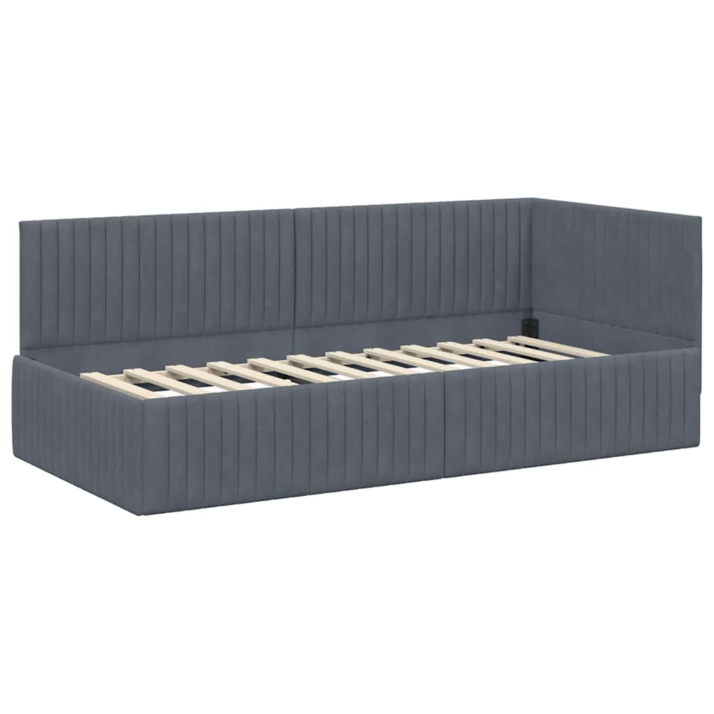 Kutni okvir kreveta Tamno siva 90 cm x 190 cm Baršun