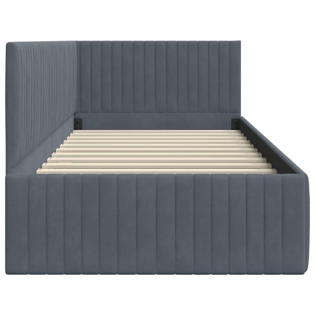 Kutni okvir kreveta Tamno siva 90 cm x 190 cm Baršun