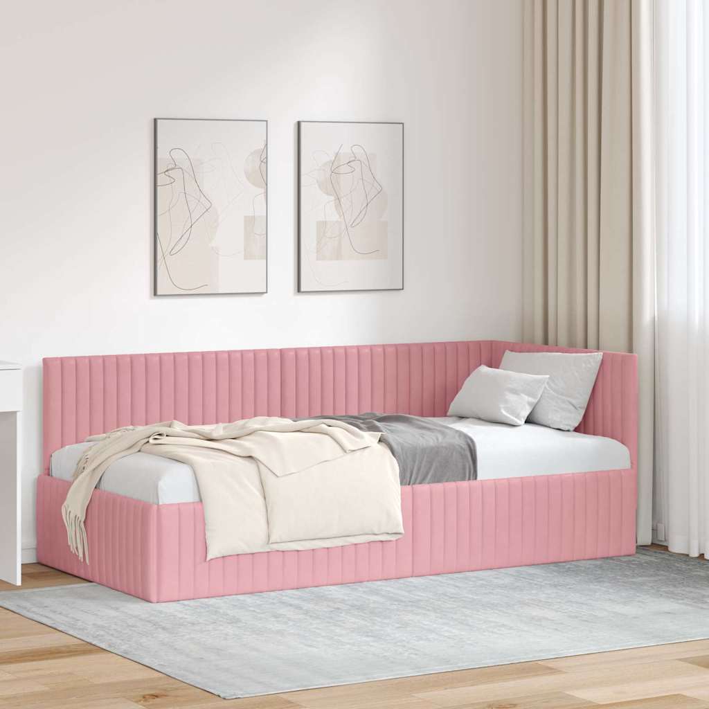 Kutni okvir kreveta Ružičasta 90 cm x 190 cm Baršun