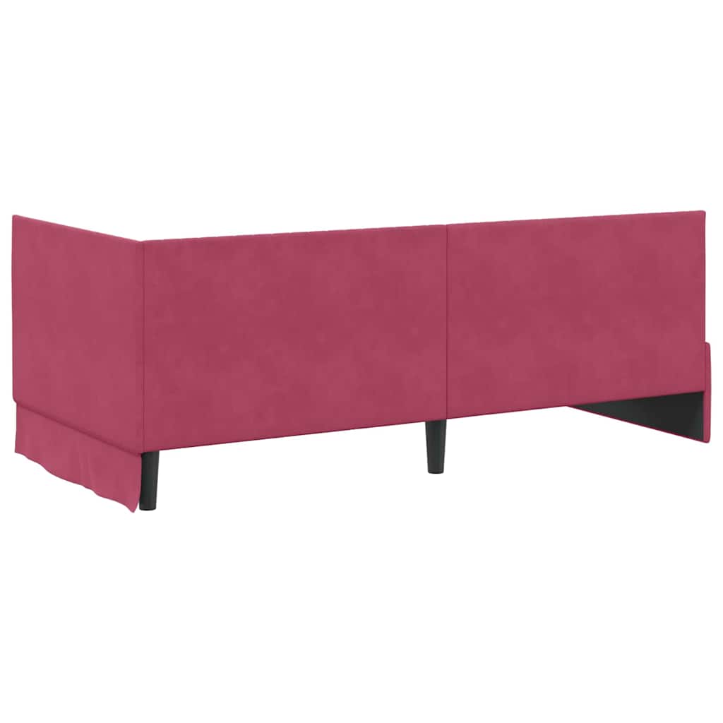 Kutni okvir kreveta Vinska crvena 90 cm x 190 cm Baršun