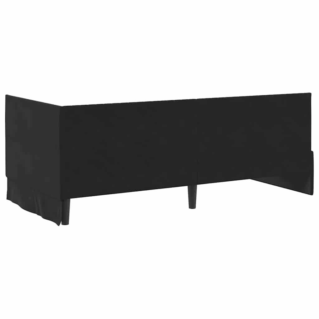 Kutni okvir kreveta s uzglavljem Crna 90 cm x 190 cm Baršun